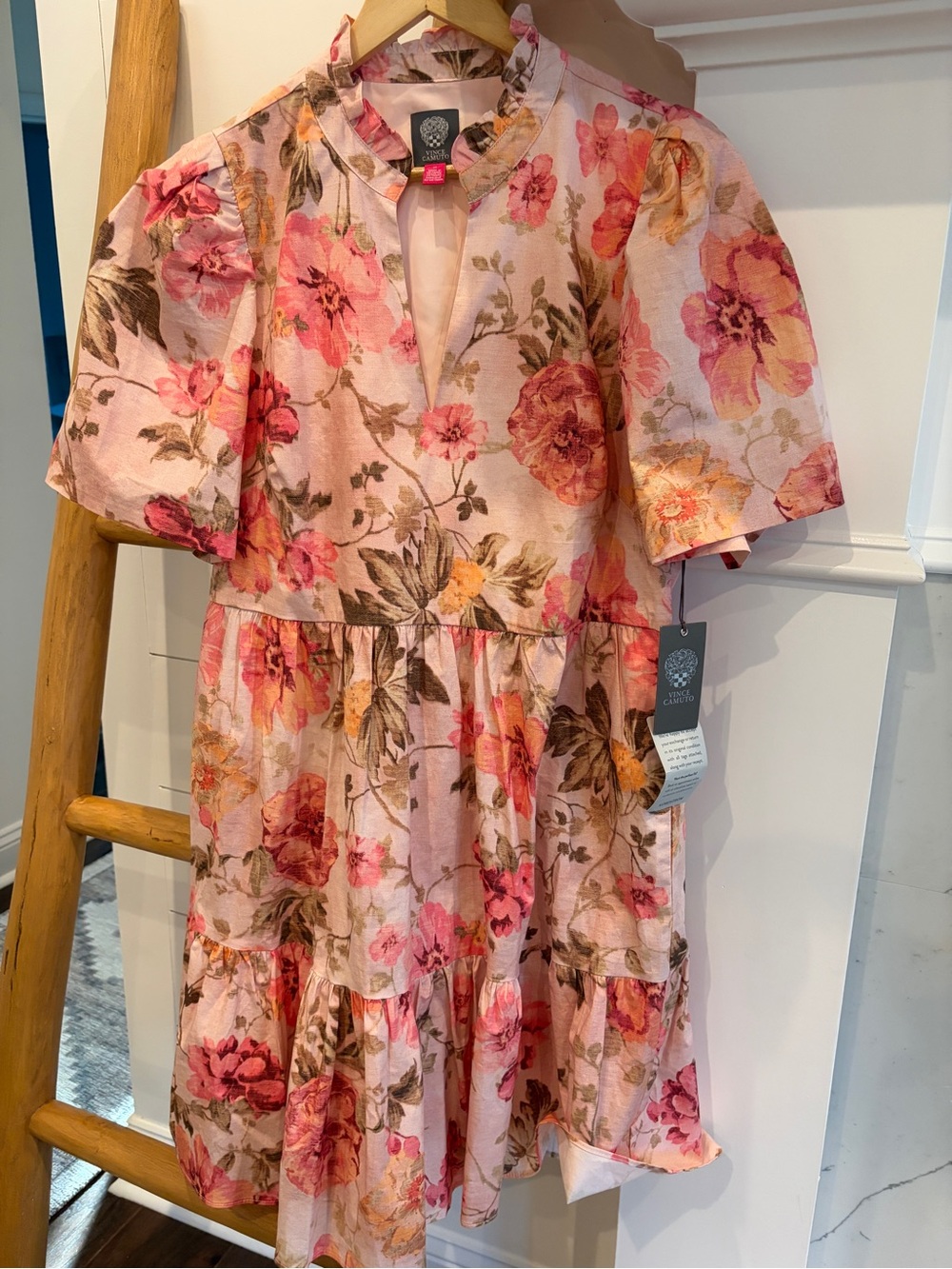 NWT Vince Camuto Floral Ruffle Poplin Minidress - Size 14